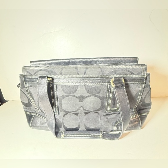 COACH Black Hampton Caryall Signature C Satchel Bag - Picture 4 of 12